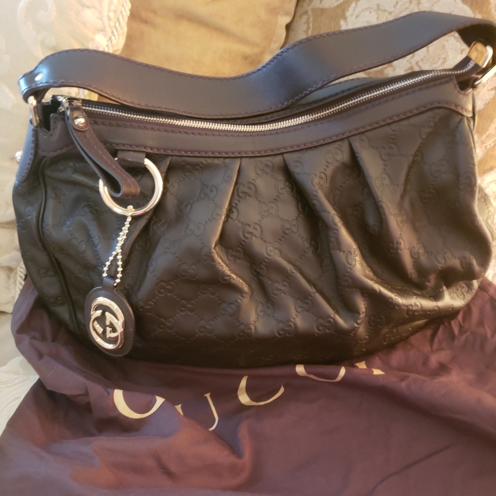 Like New Guccissima Sukey Zip Hobo